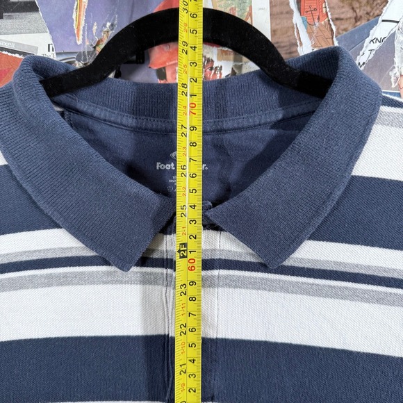 Foot‎ Locker 2XL Striped Long Sleeve Polo Shirt Menswear Blue Gray Casual - Picture 4 of 8